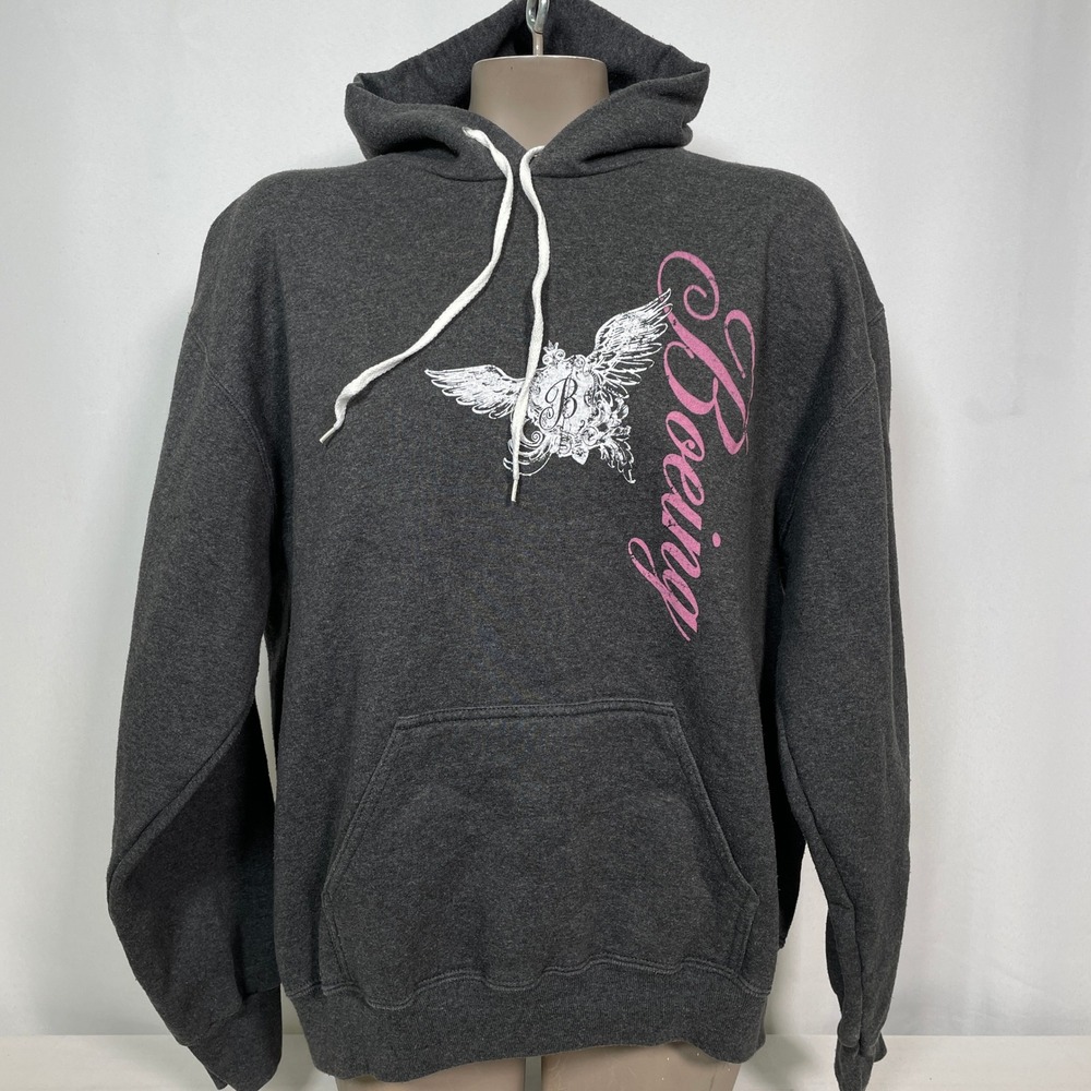 Boeing Charcoal Gray Script Winged Hoodie Sweatshirt Women's LARGE